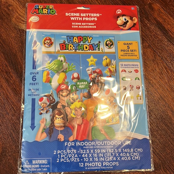 Super Mario Luigi Princess Peach Toad Birthday Party Decorations and Back Drop - Picture 7 of 17